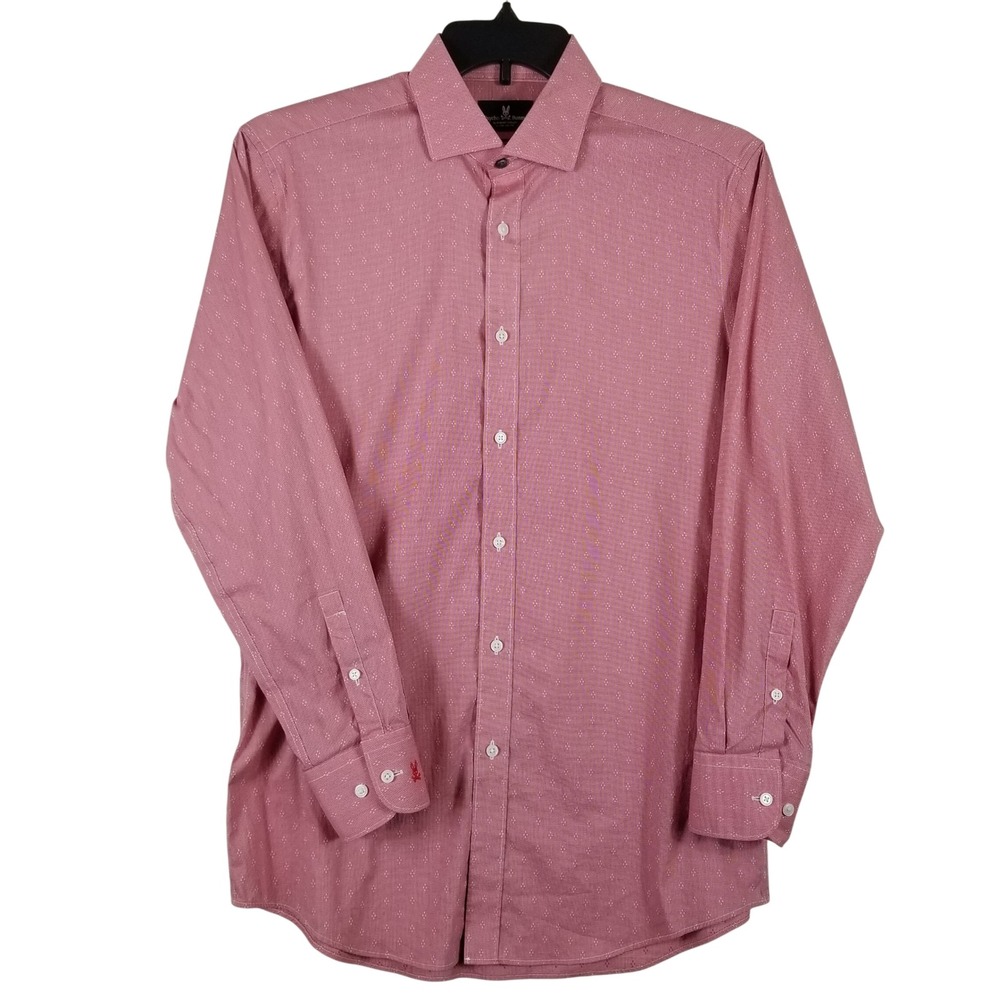 Psycho Bunny Modern Fit Stretch Non Iron Pink Dress Shirt PBT001PS076‎ Mens 15 S